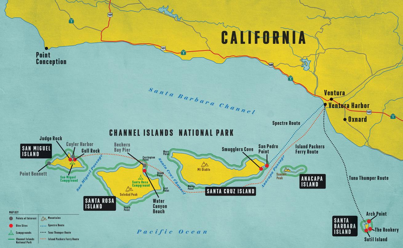 Trip map Channel Islands National Park